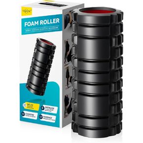 Foam Roller for Deep Tissue Massager, 13" High Density Exercise Patented Roller for Muscle Massage and Myofascial Trigger Point Release Back Roller for Fitness, Yoga and Pilates (Black)