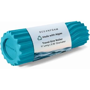 Oceanfoam Ripple Roller - Muscle Massage Foam Roller for Back Pain & Stretching - Ergonomic Wave Textured - Yoga, Athletics, & Wellness - Travel Size, 11" x 3.35" - Blush