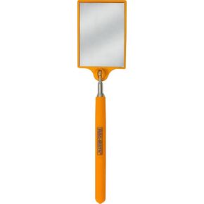 MAG-MATE 318HVO Telescoping Rectangular Glass Inspection Mirror, 3-1/2" x 2-1/2" Glass Telescoping Mirror with Collapsible Stainless Steel Shaft, Comfortable Grip, 37" Extended Length, Hi-Viz Orange