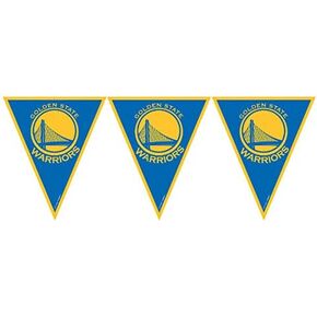 Golden State Warriors Blue Plastic Pennant Banner - 12' x 10" (Pack Of 1) - Perfect For Indoor/Outdoor Celebrations & NBA Fan Decor