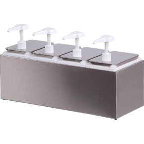 Carlisle FoodService Products Condiment Rail Condiment Center with 4 Standard Pumps for Gas Stations, Restaurants, and Fast Food Stainless Steel, 19.25 X 7.75 X 12.5 Inches, Silver
