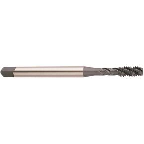 YG-1 G0 Series Vanadium Alloy HSS Spiral Flute Tap, Uncoated (Bright) Finish, Round Shank with Square End, Modified Bottoming Chamfer, 4-40 Thread Size, H2 Tolerance