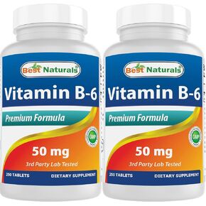 Best Naturals Vitamin B6 50 mg 250 Tablets (250 Count (Pack of 2))
