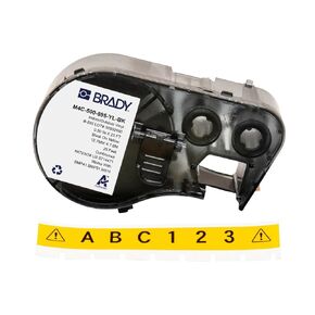 Brady Authentic (M4C-500-595-YL-BK) All-Weather Vinyl Labels 0.5 in W x 25ft Black on Yellow. for use with The BMP41, BMP51, and M511 Label Printers