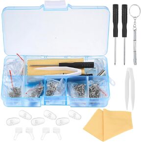 500 Pcs Eyeglasses Repair Kit, Sunglasses Repair Kit, includes Glasses Screws and Screwdrivers, Glasses Nose Pads,Glasses Cloth, Tweezer, for Glasses Sunglasses Watch Repair Kit