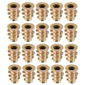 uxcell Furniture Threaded Insert Nuts Zinc Alloy M4 Internal Threads 10mm Length 20pcs