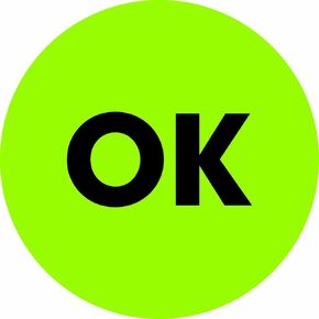Tape Logic 2' Circle Label, OK', Fluorescent Green, Roll of 500 Stickers, for Inventory Control and Warehouse Organization