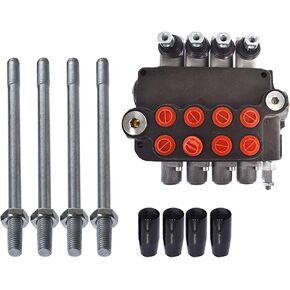 4 Spool Hydraulic Control Valve Double Acting Control Monoblock Valve w/Joystick for Tractor Loader, 21GPM 3600 PSI SAE Ports
