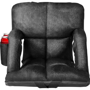 Wide Stadium Seats for Bleachers with Back Support, Extra Thick Plus Size Stadium Seats Bleacher Seats with Backs and Wide Cushion, 6 Reclining Positions Stadium Chair for Outdoor Or Indoor (Black,2P)