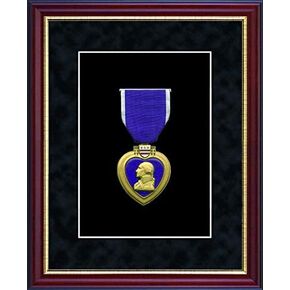 CHC Amazon 3" W X 5" H Medal Frame - Purple Heart Medal Frame - Cherry Moulding with Black Suede Matting