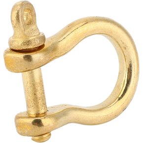 2 Set D Ring Shackle Pure Brass Screw Pin, 10mm Anchor Shackle Pure Brass U Type Fob Key Ring Hook Golden Connection Buckle