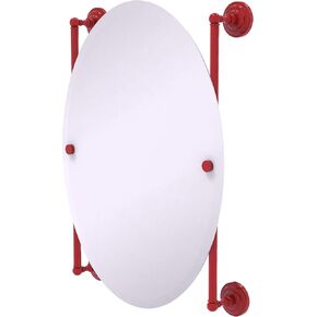 Allied Brass QN-27-91-FER Que Oval Frameless Rail Mounted Mirror, Fire Engine Red
