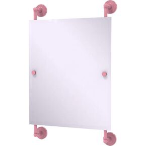 Allied Brass PR-27-92-PNK Prestige Regal Collection Rectangular Frameless Rail Mounted Mirror, Pink