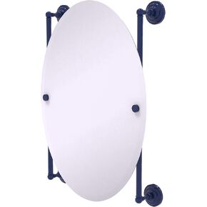 Allied Brass QN-27-91-MBL Que Oval Frameless Rail Mounted Mirror, Mediterranean Blue