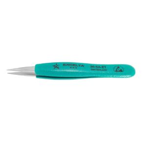 Excelta Tweezer, Straight Strong Tip Tweezers, Stainless Steel, Anti-Magnetic, Ergo-Grips, 5" Overall Length