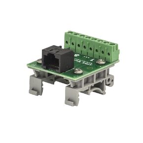 RJ-45 / 8P8C to Screw Terminal Breakout Board, with DIN Rail Clips