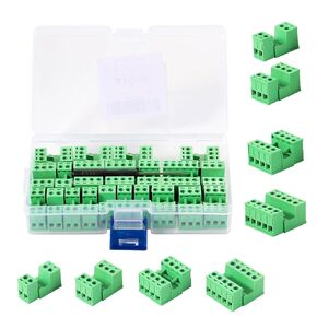 26 sets 5.08mm/0.2 inch Pitch Pluggable Screw Terminal Block Connector Kit for 6-18AWG Cable（10pcs 2P +10pcs 3P+ 4pcs 4P+2pcs 5p）