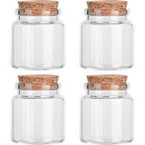 4PCS 50ml Small Empty Glass Bottle with Cork Stopper Storage,Small Glass Bottle Jars for DIY Art Crafts Projects Decoration Party Supplies and Wedding Party Favors