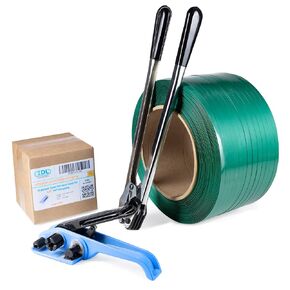 IDL Packaging Standard 1/2" x 3440' Polyester (PET) Strapping Kit with Cart, 780 lbs Break Strength - Complete Packaging Strapping Solution - Enough Strap and Seals for 500 Uses Before Refill