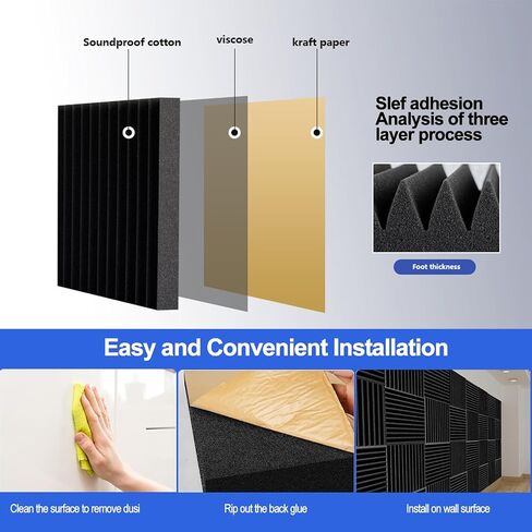 Acoustic Foam Panels,2" X 12" X 12" Wedge Acoustic Foam Panels,Self-Adhesive High Density Sound-Absorbing and Noise-Canceling Block Cotton for Studio Recording & Office & Home (Pack for 12,Gray) in Saudi Arabia