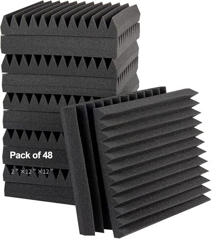 Acoustic Foam Panels,2" X 12" X 12" Wedge Acoustic Foam Panels,Self-Adhesive High Density Sound-Absorbing and Noise-Canceling Block Cotton for Studio Recording & Office & Home (Pack for 12,Gray) in Saudi Arabia