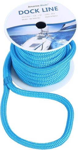Amarine-made 5/8 Inch 50 FT Double Braid Nylon Dockline Dock Line Mooring Rope Double Braided Dock Line (Blue) in Saudi Arabia