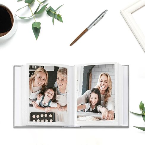 Vienrose Photo Album with Lace Trim for 4x6 Photos Linen Cover 100 Pockets Photo Books Slip-in Picture Albums Wedding, Beige in Saudi Arabia