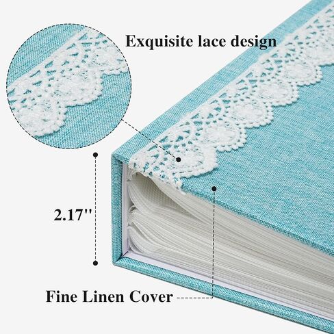 Vienrose Photo Album with Lace Trim for 4x6 Photos Linen Cover 100 Pockets Photo Books Slip-in Picture Albums Wedding, Beige in Saudi Arabia