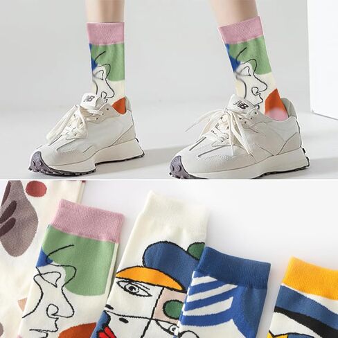 5 pairs of socks, Women's cotton socks, fashion socks, fancy socks, absorb sweat, no clogged feet, can be worn in all seasons, perfect for birthdays and festivals (size 36-42), 10.5 in Saudi Arabia