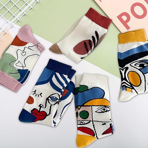5 pairs of socks, Women's cotton socks, fashion socks, fancy socks, absorb sweat, no clogged feet, can be worn in all seasons, perfect for birthdays and festivals (size 36-42), 10.5 in Saudi Arabia