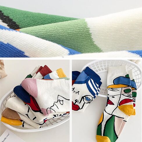 5 pairs of socks, Women's cotton socks, fashion socks, fancy socks, absorb sweat, no clogged feet, can be worn in all seasons, perfect for birthdays and festivals (size 36-42), 10.5 in Saudi Arabia