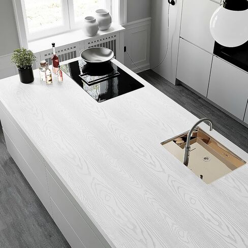 VEELIKE 15.7''x354'' White Wood Contact Paper Peel and Stick Silver Textured Wood Wallpaper Self Adhesive Vinyl Removable Waterproof Wood Grain Contact Paper for Countertops Cabinet Desk Furniture in Saudi Arabia
