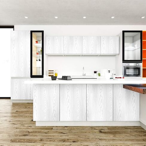 VEELIKE 15.7''x354'' White Wood Contact Paper Peel and Stick Silver Textured Wood Wallpaper Self Adhesive Vinyl Removable Waterproof Wood Grain Contact Paper for Countertops Cabinet Desk Furniture in Saudi Arabia