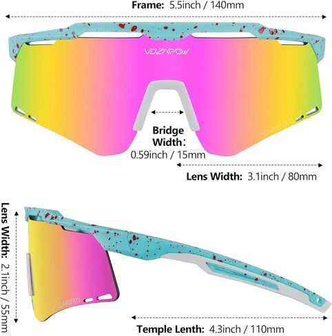 Sports Sunglasses for Men Women, Polarized Cycling Glasses Baseball Sunglasses UV Protection for Running MTB Softball in Kuwait