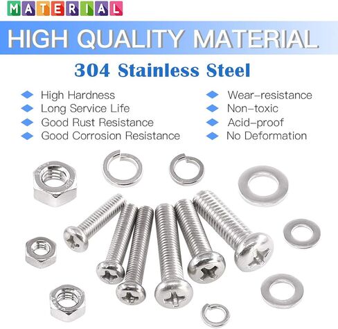 Glarks 510 Pieces Pan Head Stainless Steel Screws Nuts Lock and Flat Gasket Washers Assortment Kit in Saudi Arabia