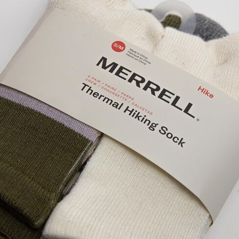 جوارب Merrell للرجال والنساء للمشي لمسافات طويلة الحرارية - عبوة من 4 أزواج - حزام دعم قوس للجنسين ومزيج من الصوف in Saudi Arabia