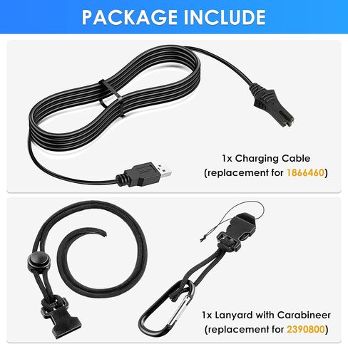 استبدال كابل الشحن لـ 1866460، متوافق مع أجهزة التحكم عن بعد Minn Kota i-Pilot Link، وكابل شحن محول USB وحبل مع استبدال Carabineer لـ 2390800، أسود in Kuwait
