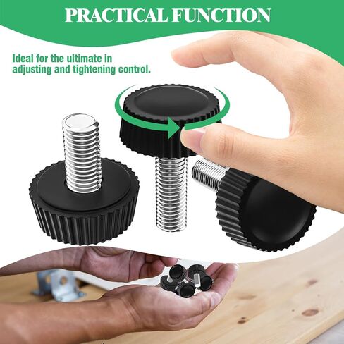 84Pcs 7 Size Carbon Steel M4 Threaded Knurled Thumbscrew Assortment Set, M4 x 10/12/16/18/20/25mm Black Round Male Clamping Knob Grips Thumb Screw for Repairing Machine in Kuwait
