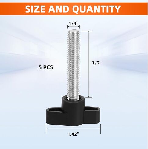 1/4-20 × 1/2 بوصة Z نوع مقبض الإبهام براغي رأس بلاستيكية مقبض ميكانيكي مسامير على شكل حرف T مقابض قابلة للتعديل من الفولاذ الكربوني، 5 قطع in Kuwait
