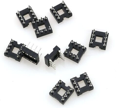 IC Socket TAODAN 10pcs 2.54 mm Pitch 8 Pins Round Hole Soldering DIP IC Socket Adaptor, Black in Saudi Arabia