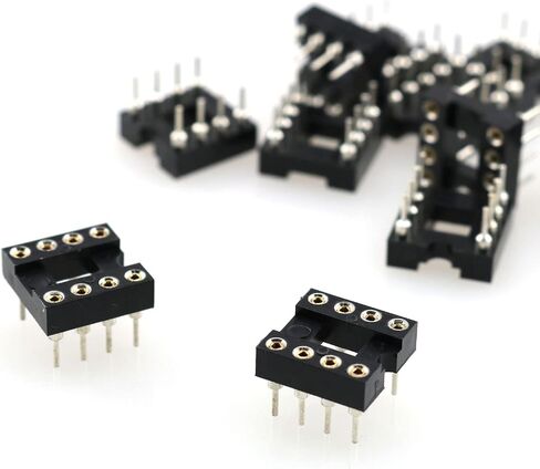 IC Socket TAODAN 10pcs 2.54 mm Pitch 8 Pins Round Hole Soldering DIP IC Socket Adaptor, Black in Saudi Arabia