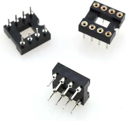 IC Socket TAODAN 10pcs 2.54 mm Pitch 8 Pins Round Hole Soldering DIP IC Socket Adaptor, Black in Saudi Arabia