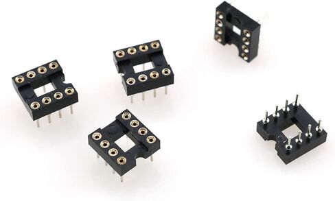 IC Socket TAODAN 10pcs 2.54 mm Pitch 8 Pins Round Hole Soldering DIP IC Socket Adaptor, Black in Saudi Arabia