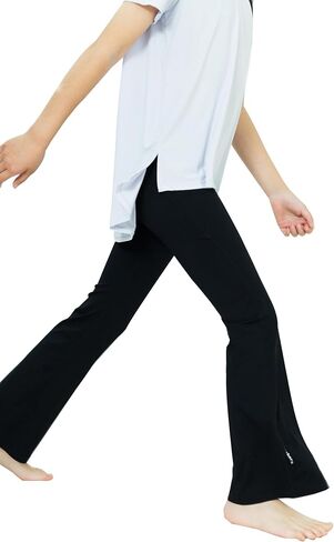 Girls' High Waisted Flare Leggings with Pockets: Soft, Stretchy Yoga Bootcut Pants for Girls, Dance and Workouts in Saudi Arabia