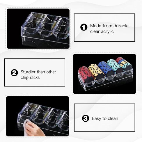 GSE Clear Acrylic Poker Chip Rack with Cover Options, Casino Poker Chip Tray Rack, Each Holds 100 Chips in Saudi Arabia