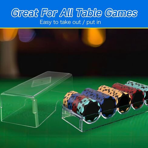 GSE Clear Acrylic Poker Chip Rack with Cover Options, Casino Poker Chip Tray Rack, Each Holds 100 Chips in Saudi Arabia