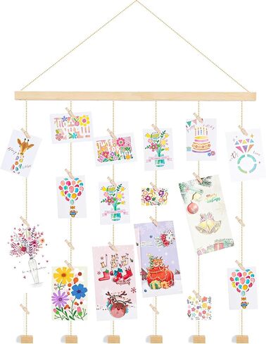 حوامل صور خشبية معلقة لعرض الصور مع 30 مشبكًا، إطارات مجمعة للصور للجدار، مناسبة للمنزل والمكتب وغرفة النوم وغرفة النوم in Kuwait