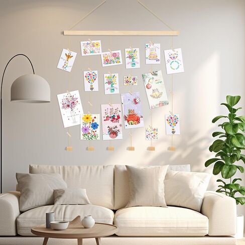 حوامل صور خشبية معلقة لعرض الصور مع 30 مشبكًا، إطارات مجمعة للصور للجدار، مناسبة للمنزل والمكتب وغرفة النوم وغرفة النوم in Kuwait