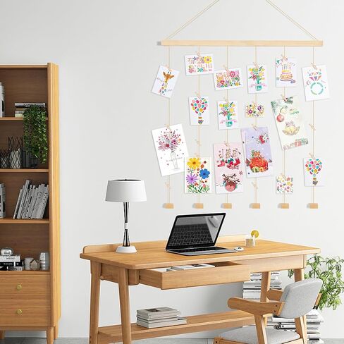 حوامل صور خشبية معلقة لعرض الصور مع 30 مشبكًا، إطارات مجمعة للصور للجدار، مناسبة للمنزل والمكتب وغرفة النوم وغرفة النوم in Kuwait