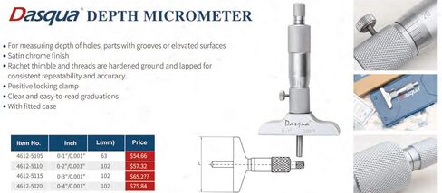 Dasqua 4612-5105 0-1" Depth Micrometer in Kuwait